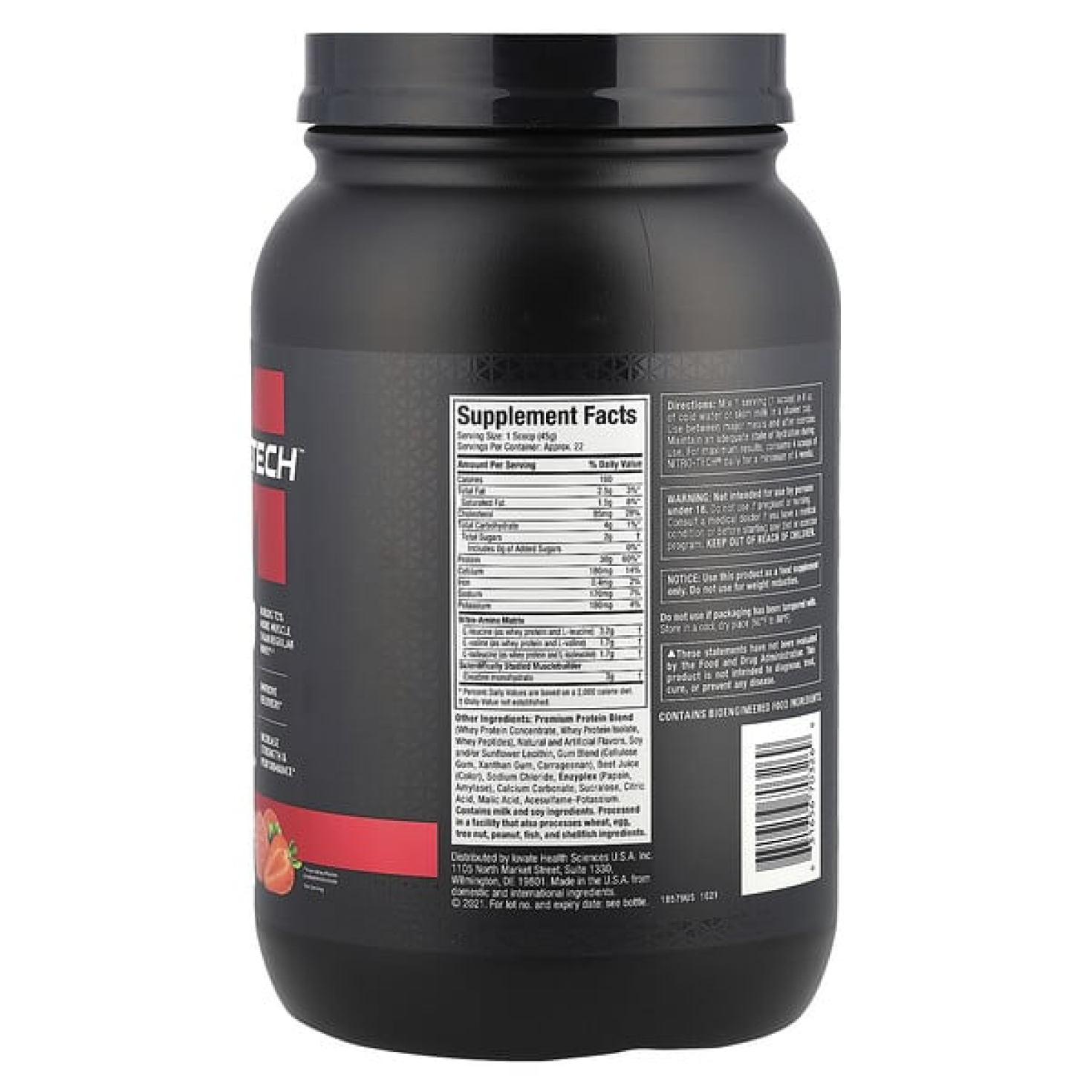 MuscleTech, Nitro-Tech, сывороточный изолят + смесь для роста сухой мышечной массы, клубничный вкус, 907 г (2 фунта)