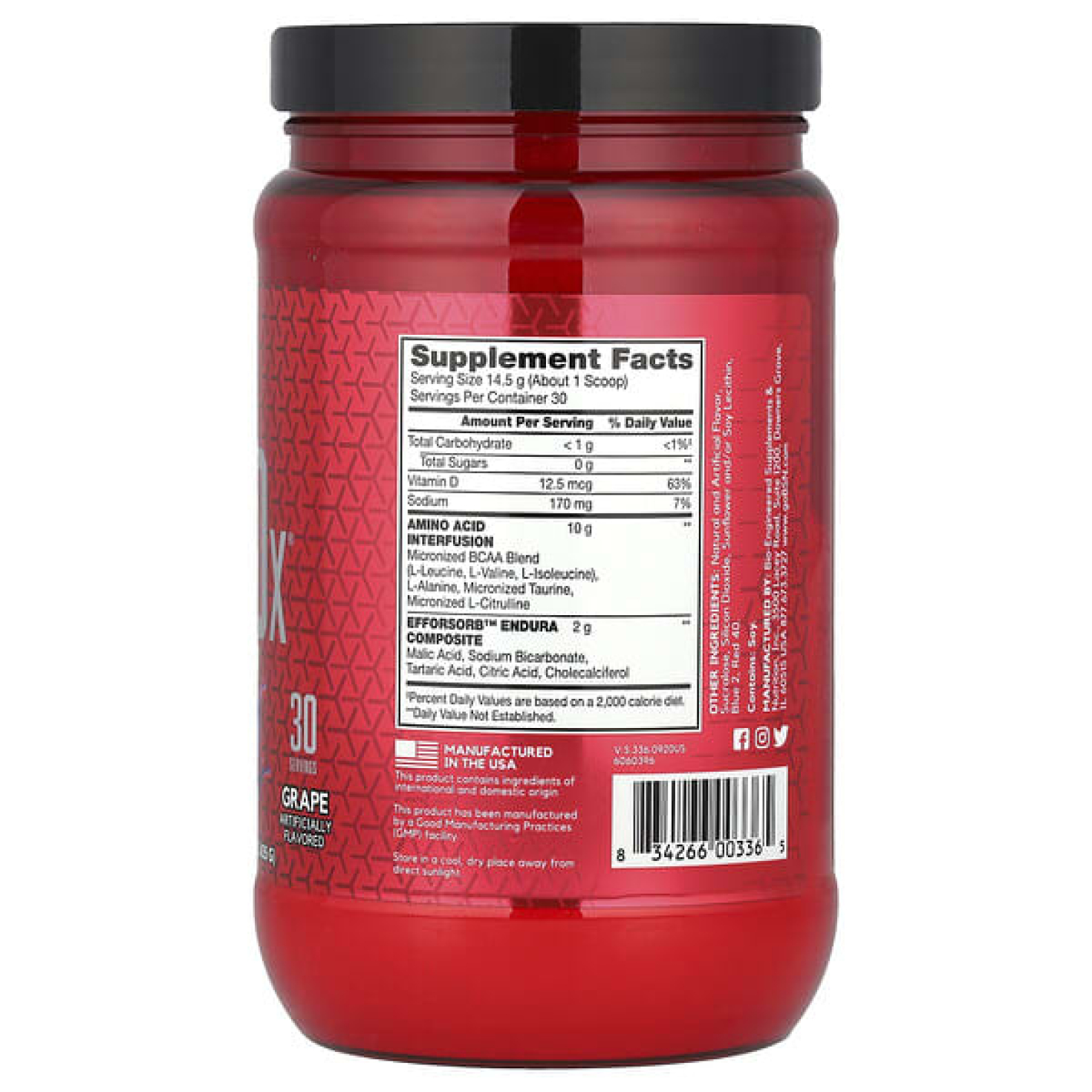 BSN, Amino-X, для выносливости и восстановления, со вкусом винограда, 435 г (15,3 унции)