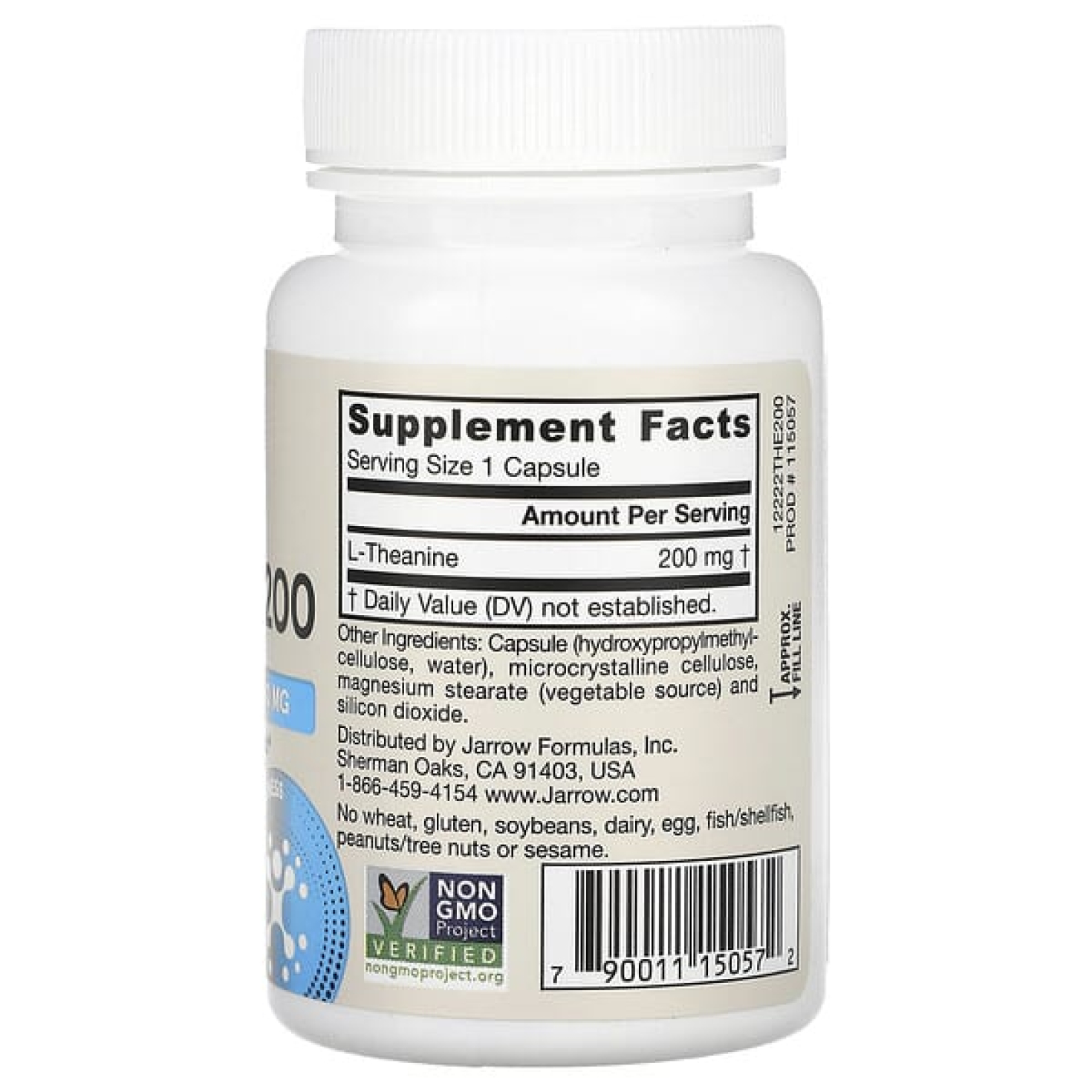 Jarrow Formulas, Теанин 200, 200 мг, 60 вегетарианских капсул