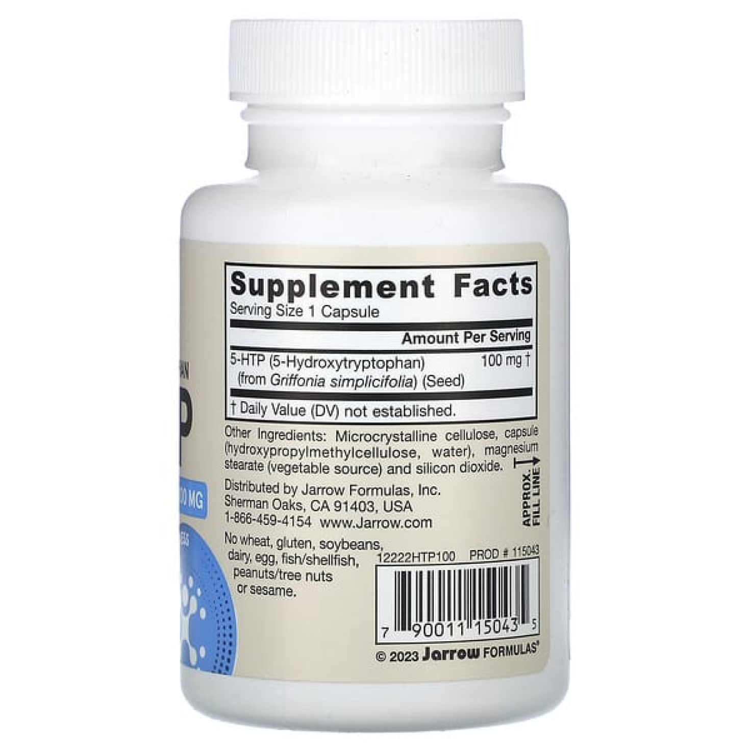 Jarrow Formulas, 5-гидрокситриптофан, 100 мг, 60 вегетарианских капсул