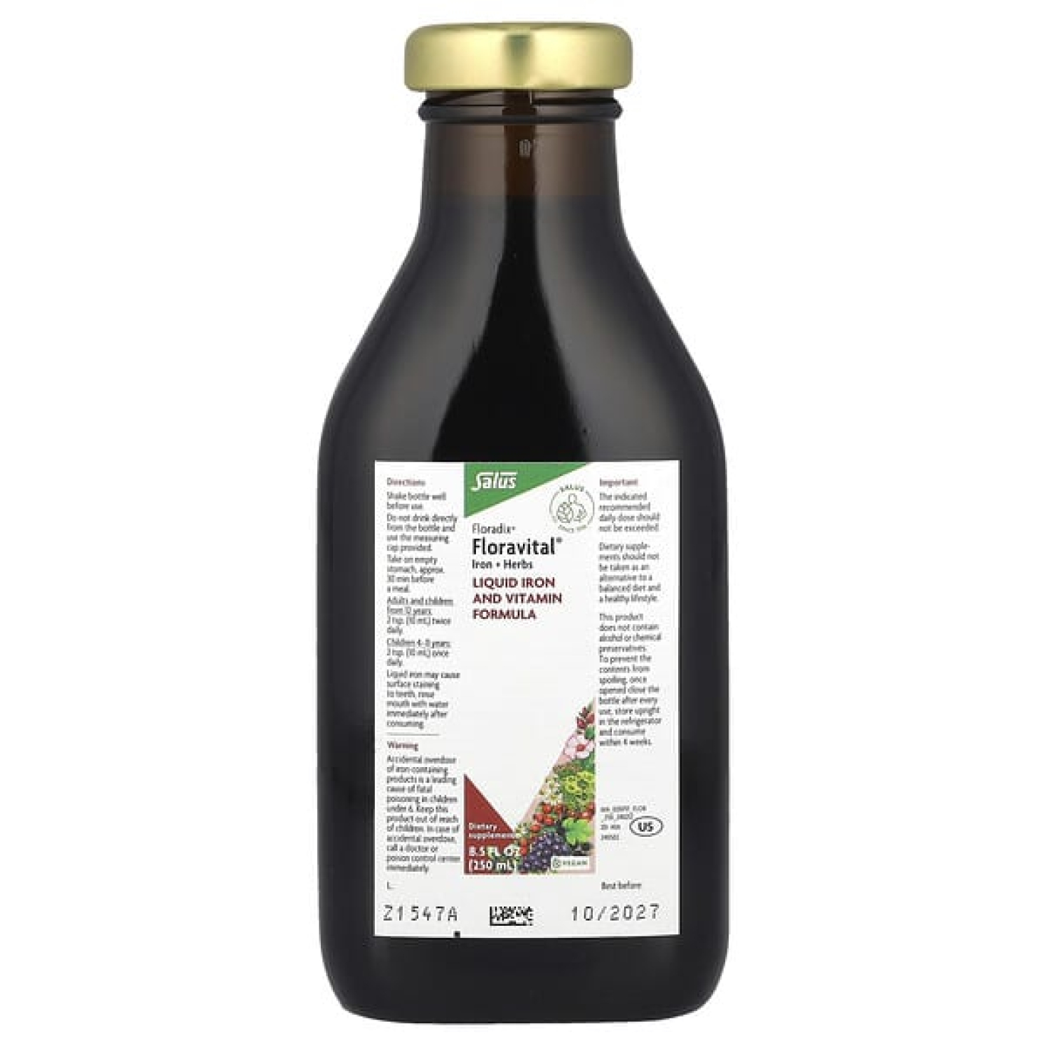 Floradix, Floravital® Iron + Herbs, 250 мл (8,5 жидк. Унции)