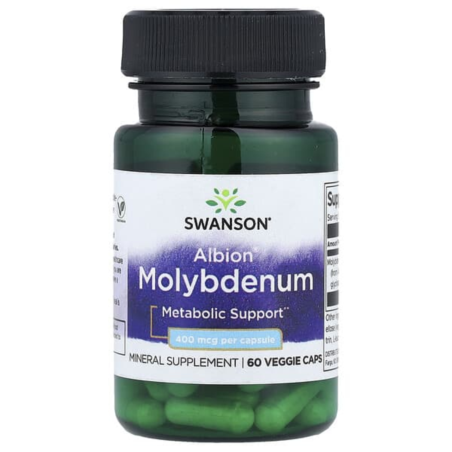 Swanson, Albion Molybdenum, 400 мкг, 60 растительных капсул