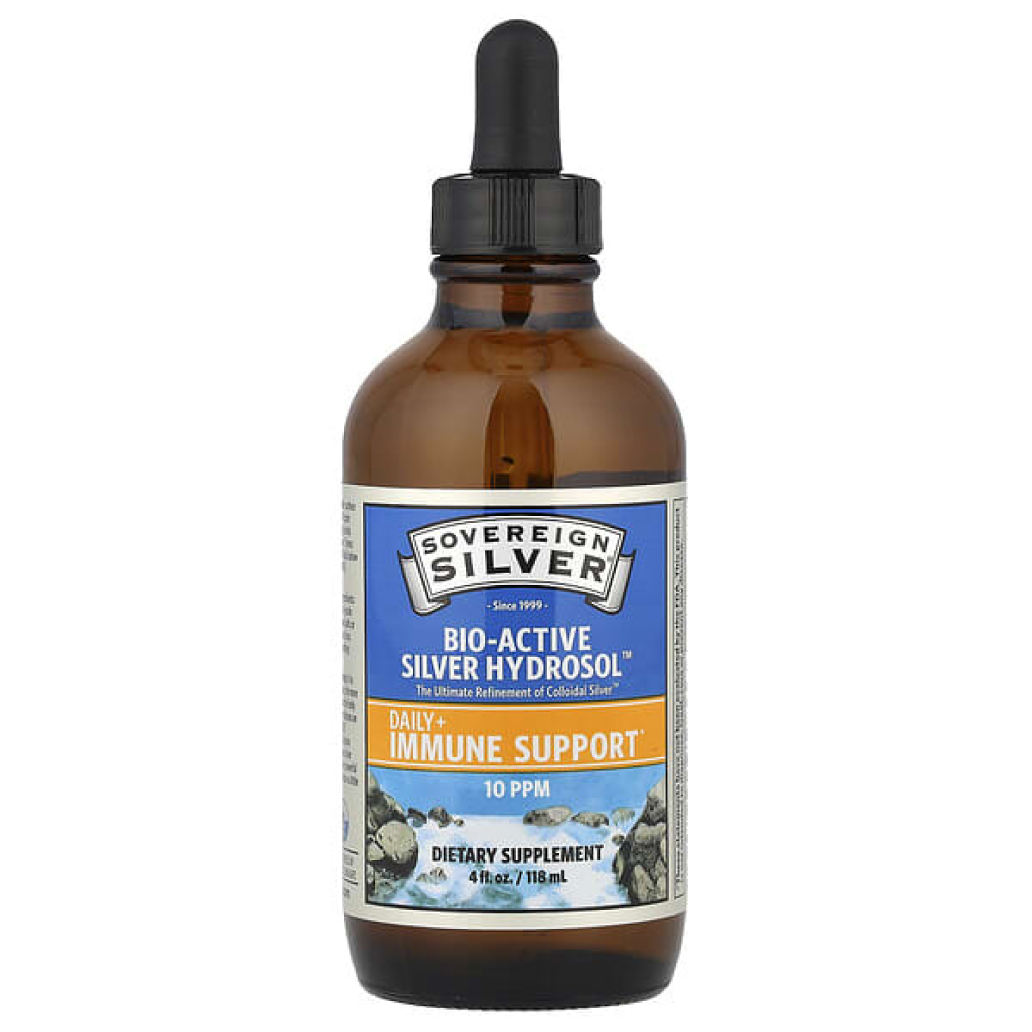 Sovereign Silver, Bio-Active Silver Hydrosol™, гидрозоль серебра, флакон с пипеткой, для ежедневного применения и поддержки иммунитета, 10 част./млн, 118 мл (4 жидк. унции)