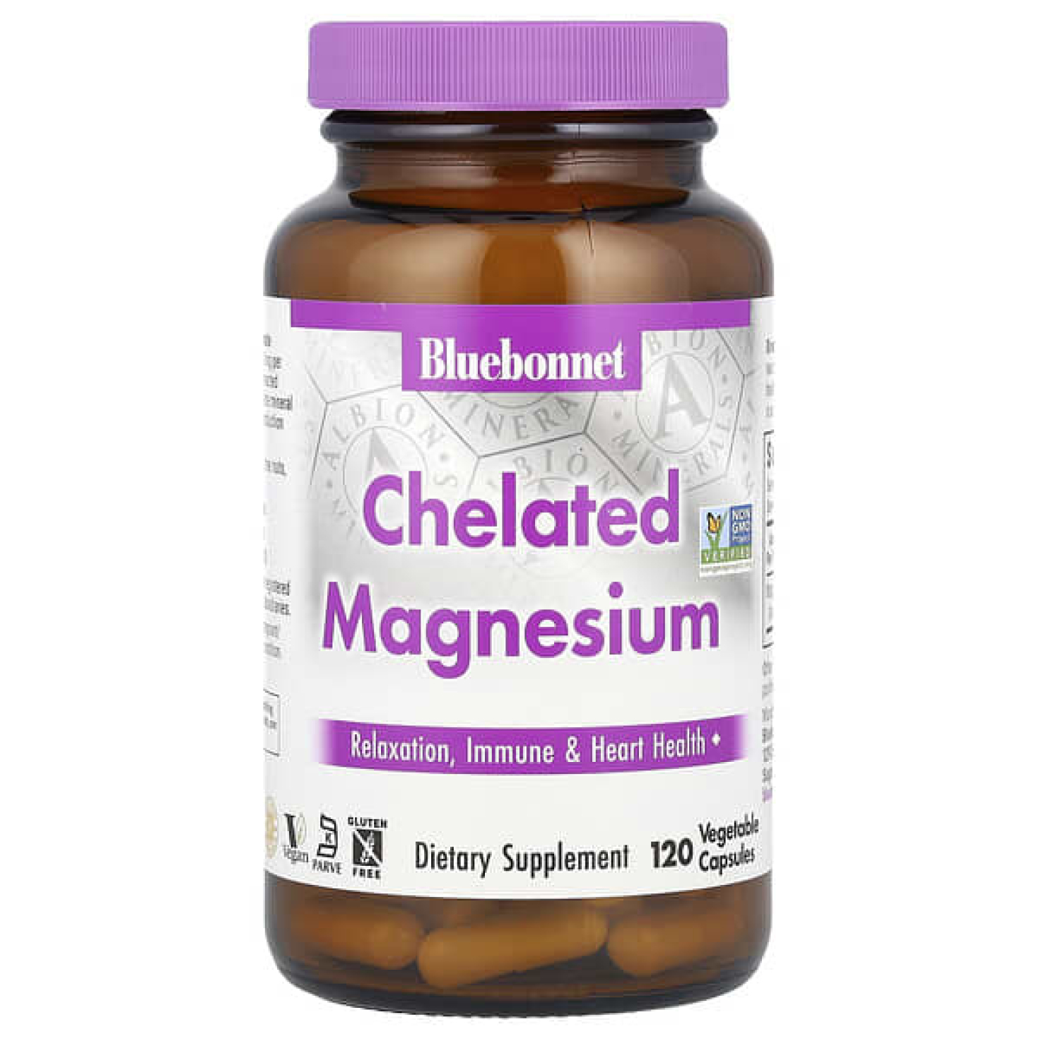 Bluebonnet Nutrition, хелатный магний, 120 вегетарианских капсул (100 мг в 1 капсуле)