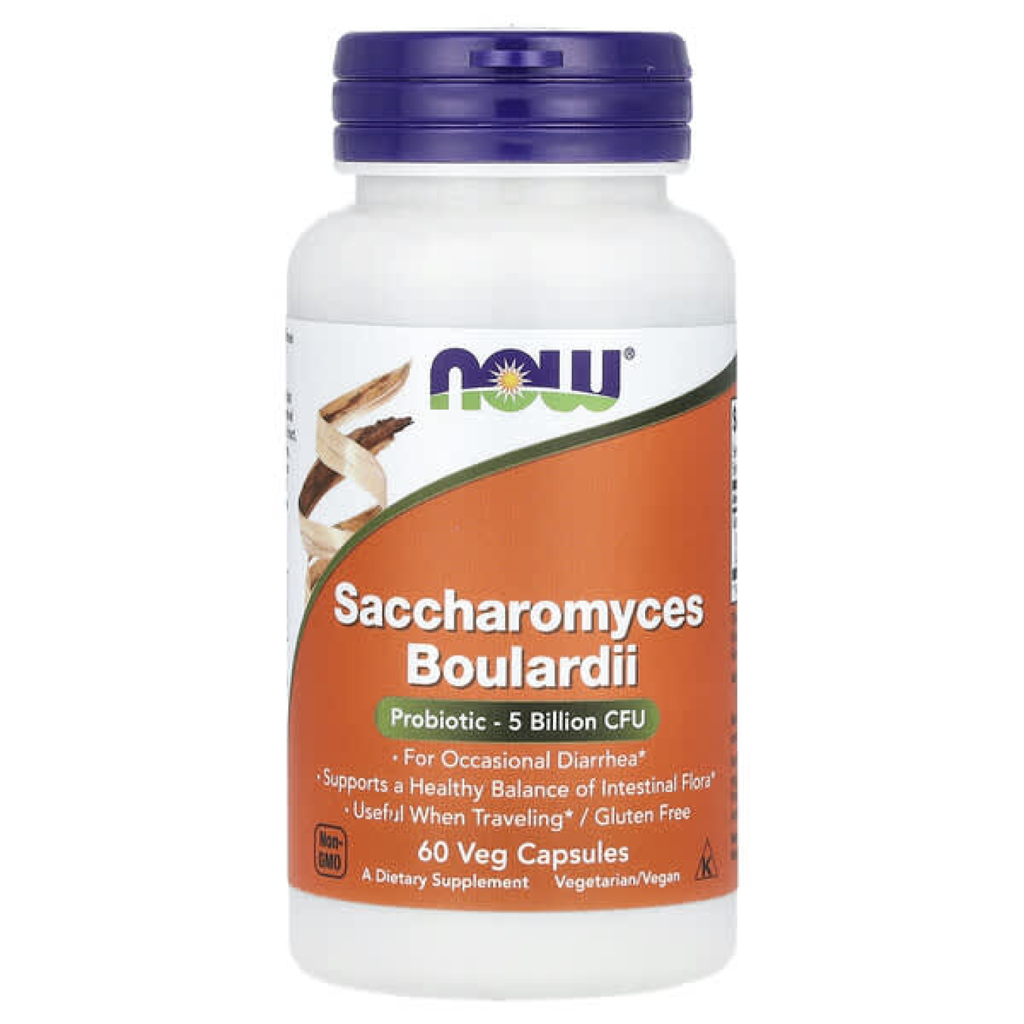 NOW Foods, сахаромицеты Буларди, пробиотик, 5 млрд КОЕ, 60 растительных капсул