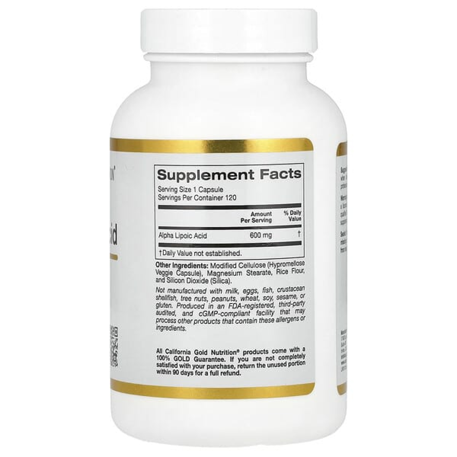 California Gold Nutrition, альфа-липоевая кислота, 600 мг, 120 растительных капсул