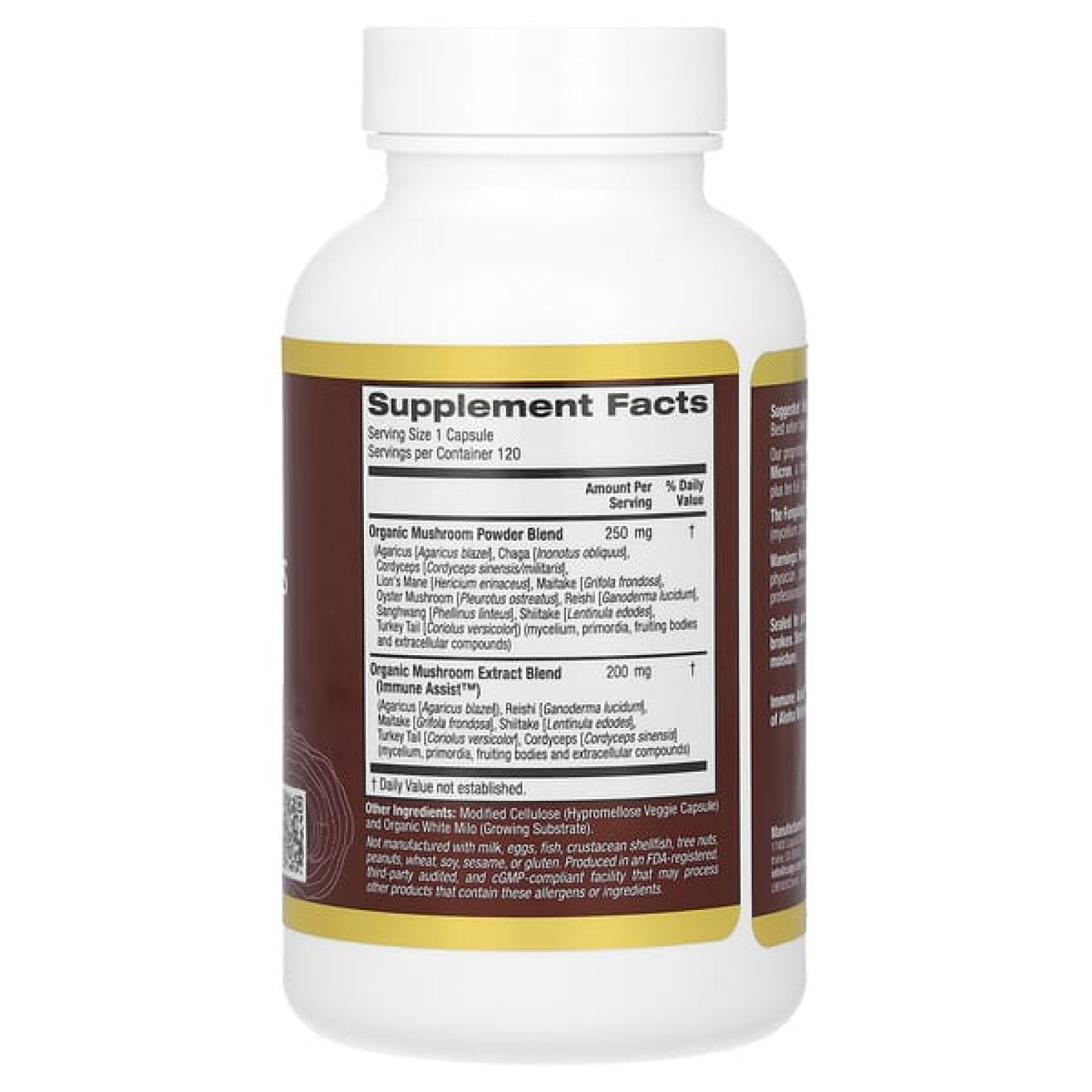 California Gold Nutrition, Fungiology, MushRex Plus, комплекс из 10 грибов полного спектра с агариком, чагой, кордицепсом и ежовиком гребенчатым, 120 капсул Plantcaps