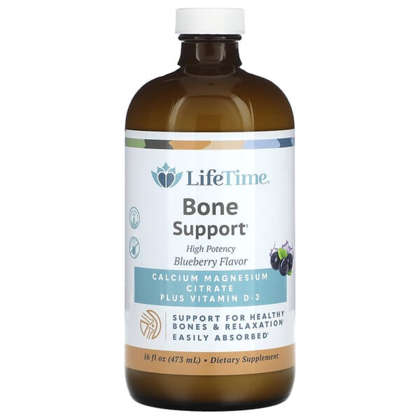 LifeTime Vitamins, добавка для поддержки здоровья костей, со вкусом голубики, 473 мл (16 жидк. унций)