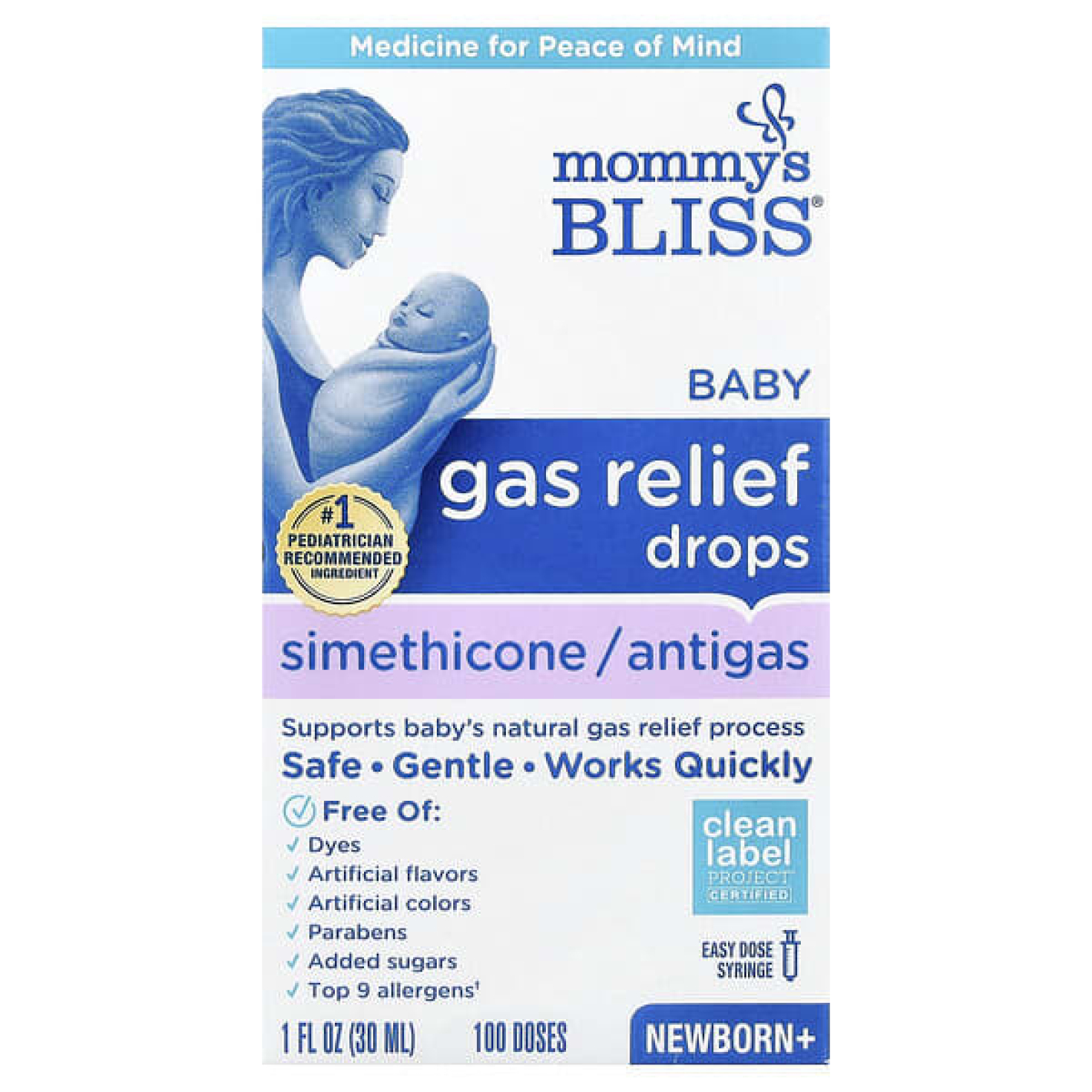 Mommy's Bliss, детские капли от газообразования, для новорождённых, 30 мл (1 жидк. унция)