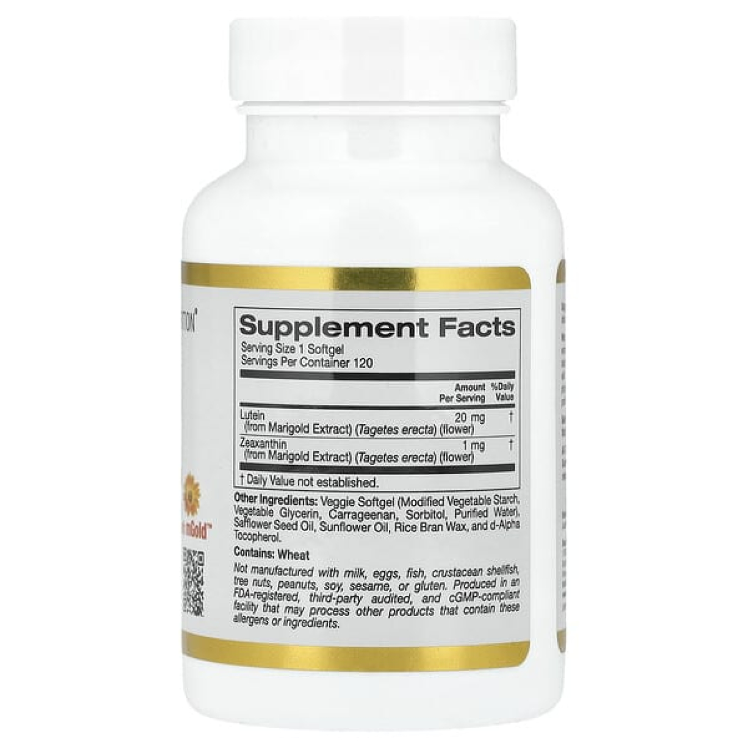 California Gold Nutrition, лютеин с зеаксантином из экстракта бархатцев, 20 мг, 120 растительных капсул