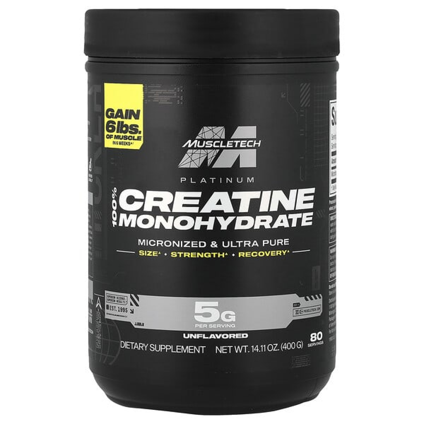 MuscleTech, Platinum, 100% креатин, без вкусовых добавок, 400 г (14,11 унции)