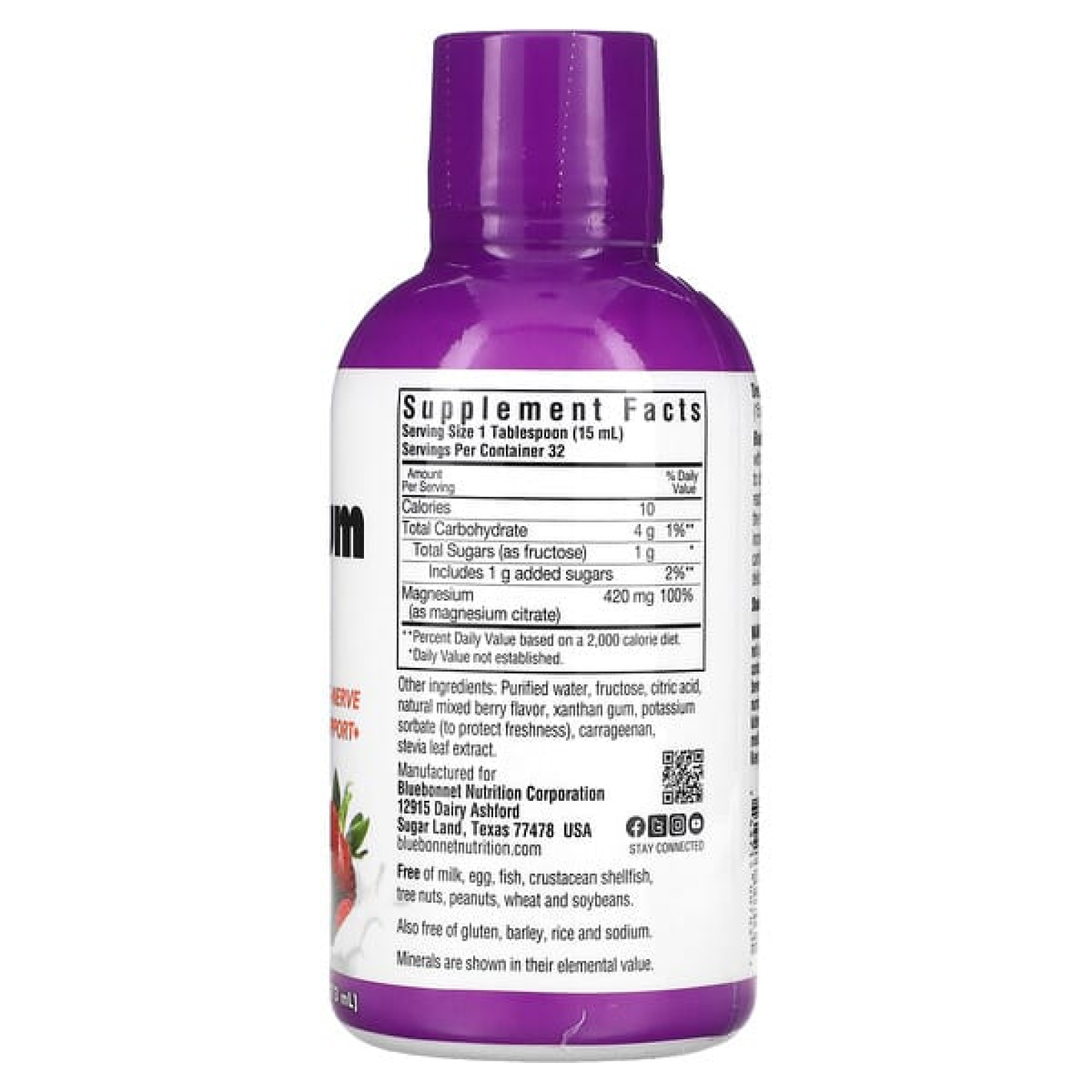Bluebonnet Nutrition, жидкий цитрат магния, вкус ягодной смеси, 473 мл (16 жидк. унций)