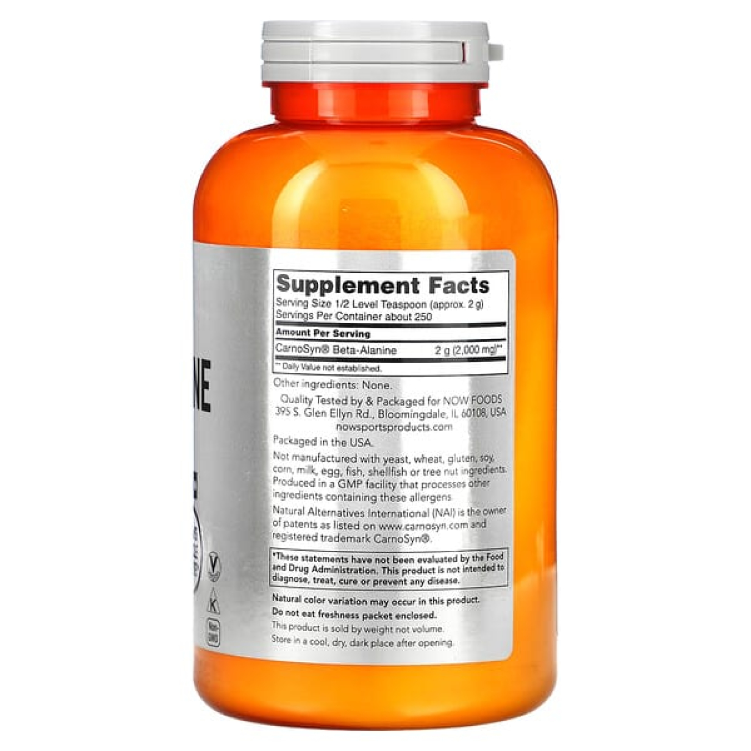 NOW Foods, Sports, бета-аланин, чистый порошок, 500 г (17,6 унций)