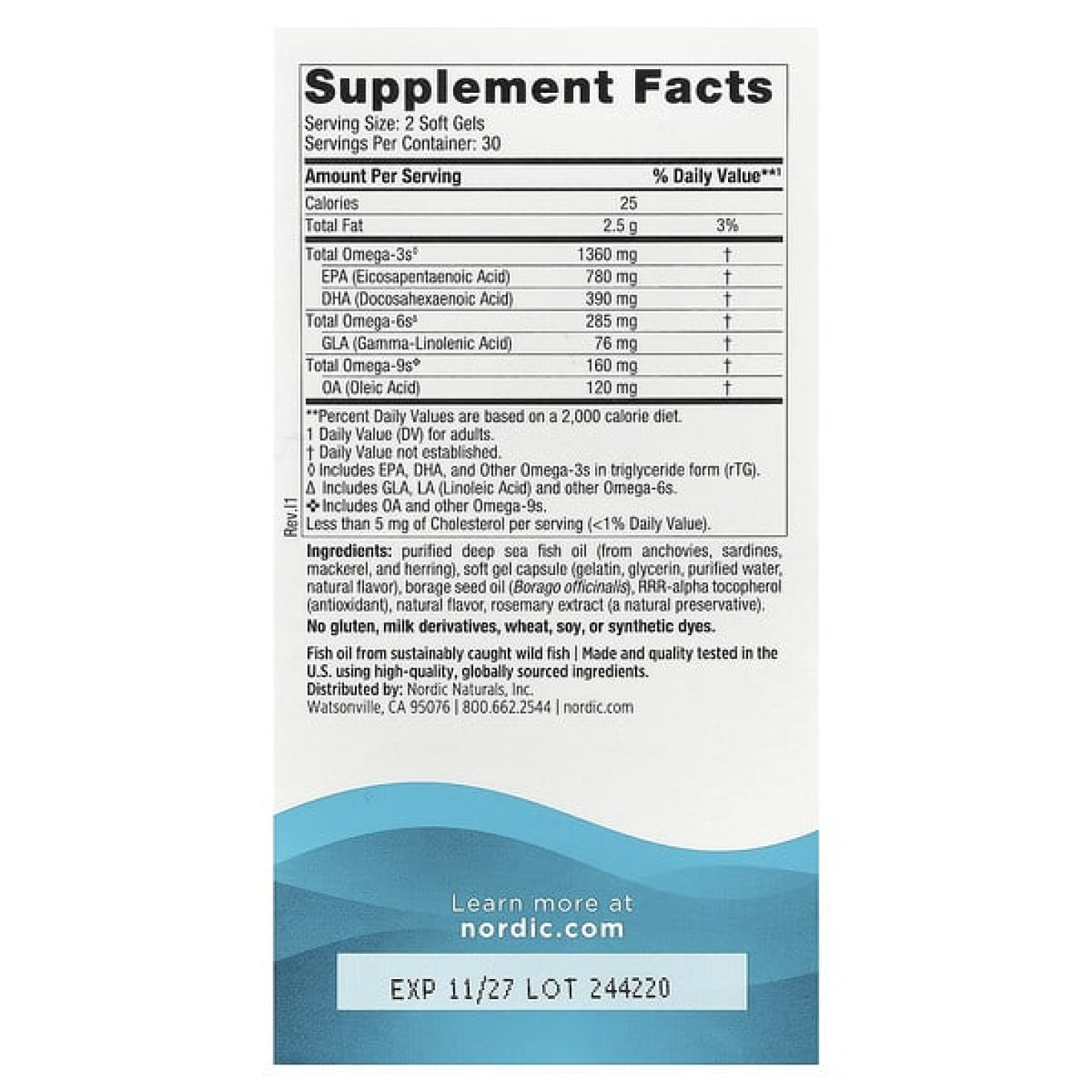 Nordic Naturals, Complete Omega Xtra, со вкусом лимона, 60 капсул (680 мг в 1 капсуле)