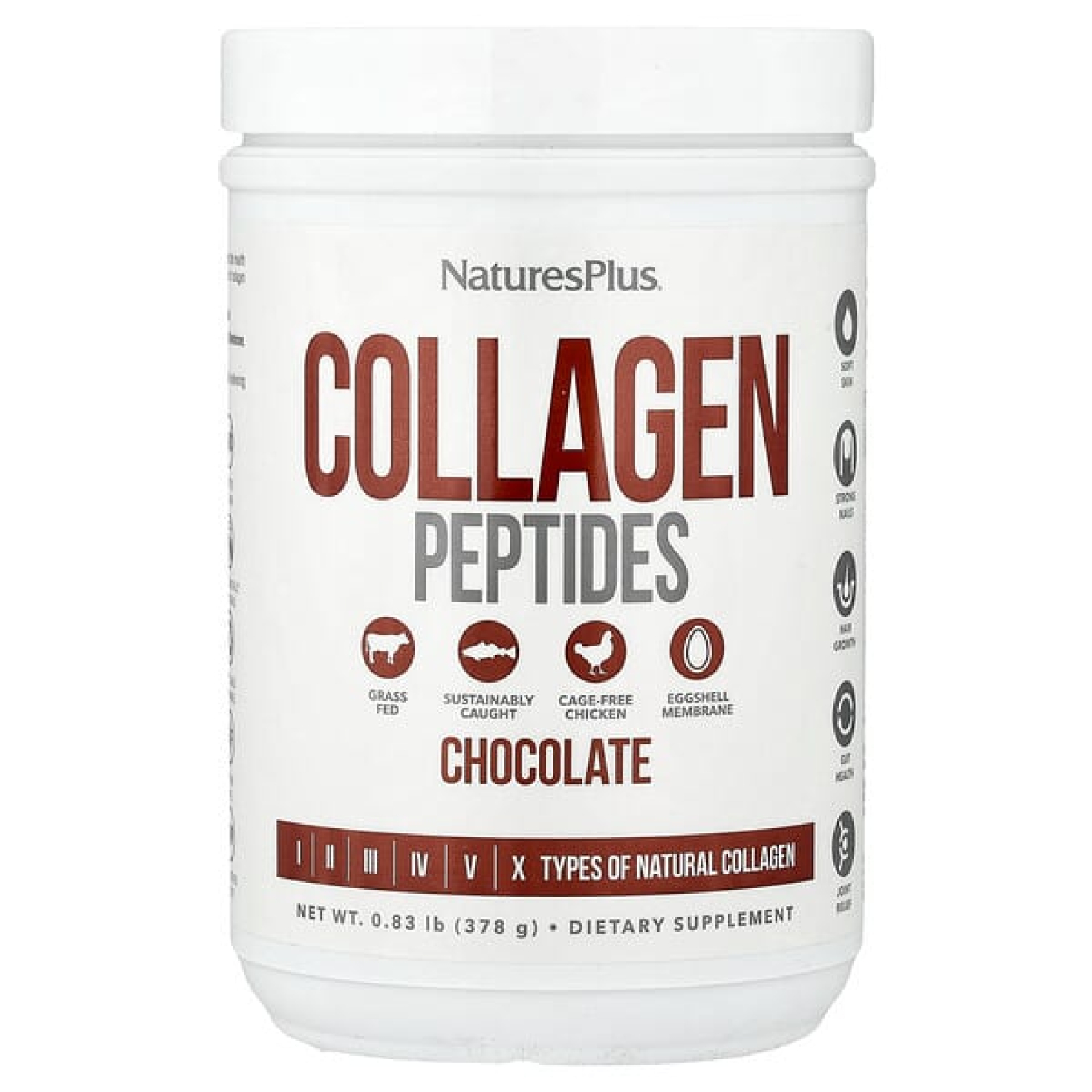 NaturesPlus, Коллагеновые пептиды, шоколадные, 378 г (0,83 фунта)
