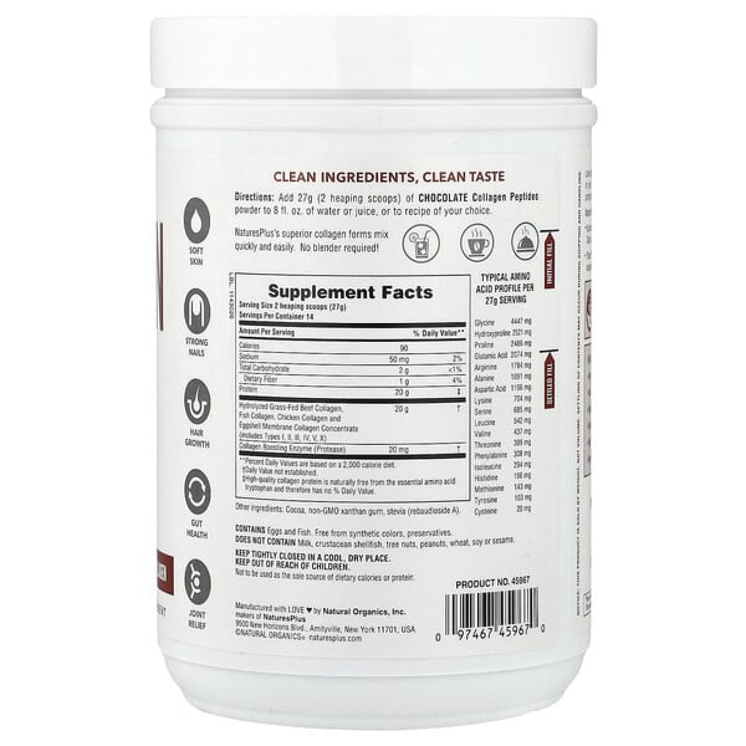 NaturesPlus, Коллагеновые пептиды, шоколадные, 378 г (0,83 фунта)