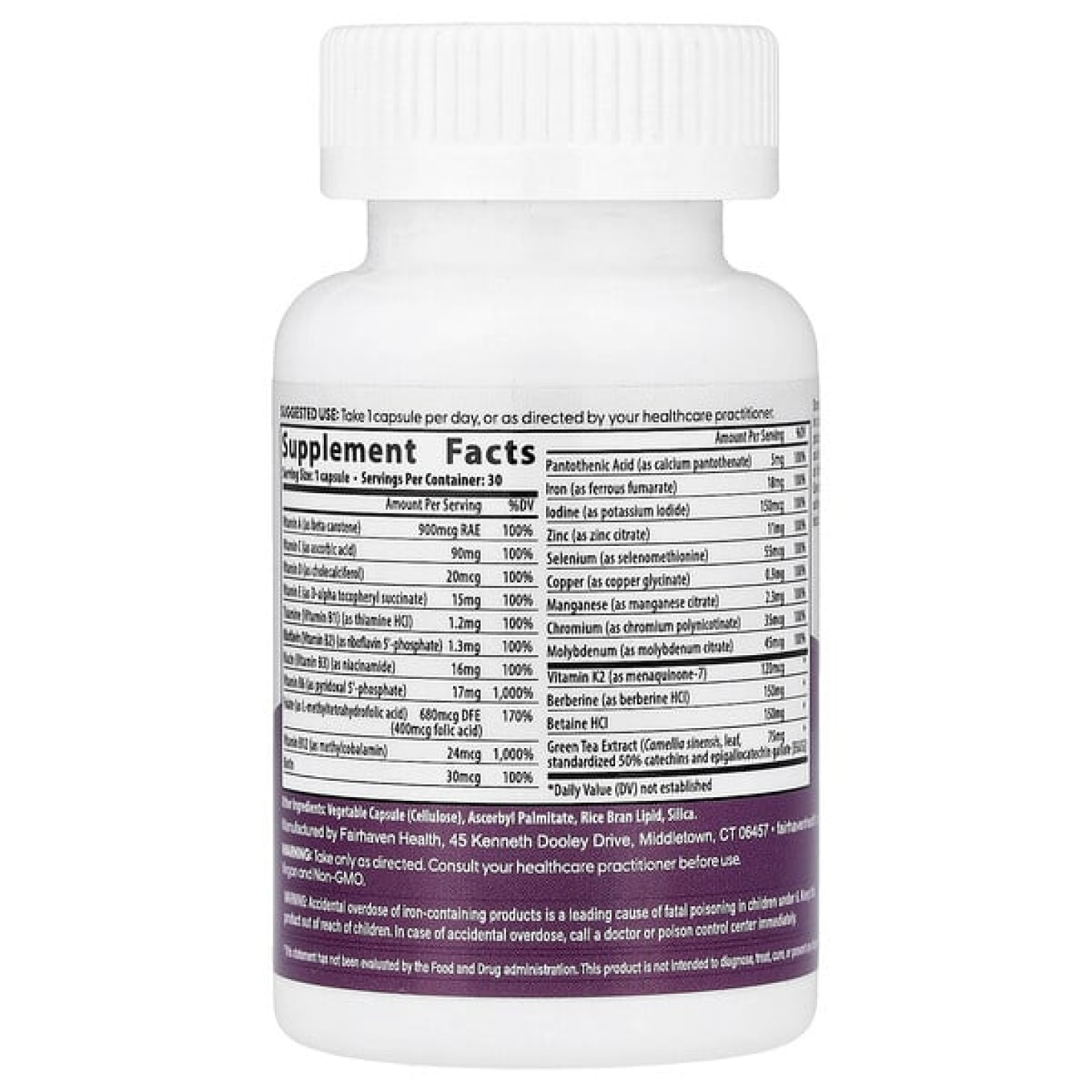 Fairhaven Health, Основные мультивитамины для менопаузы, 30 капсул