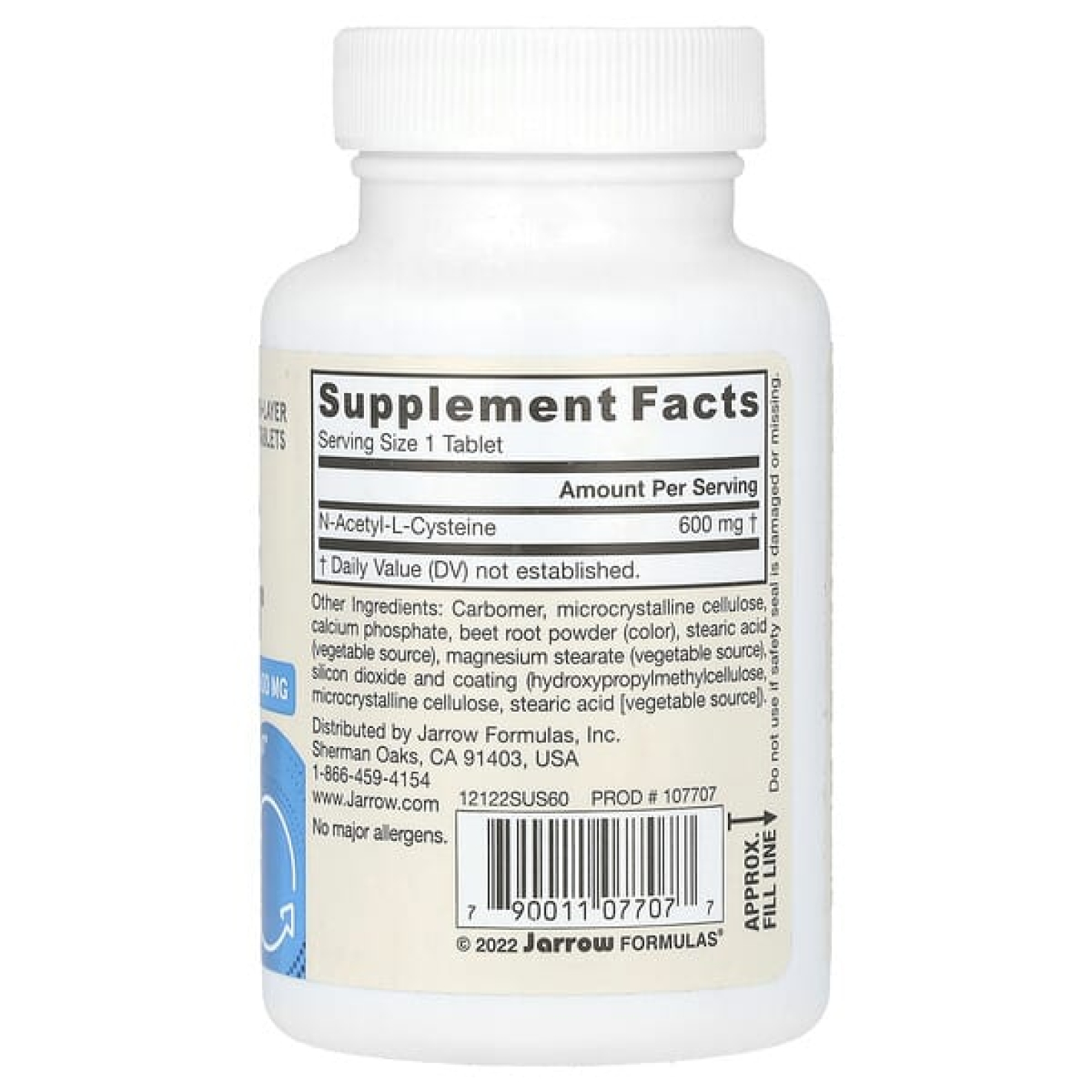 Jarrow Formulas, Vegan NAC Sustain, 600 мг, 60 таблеток