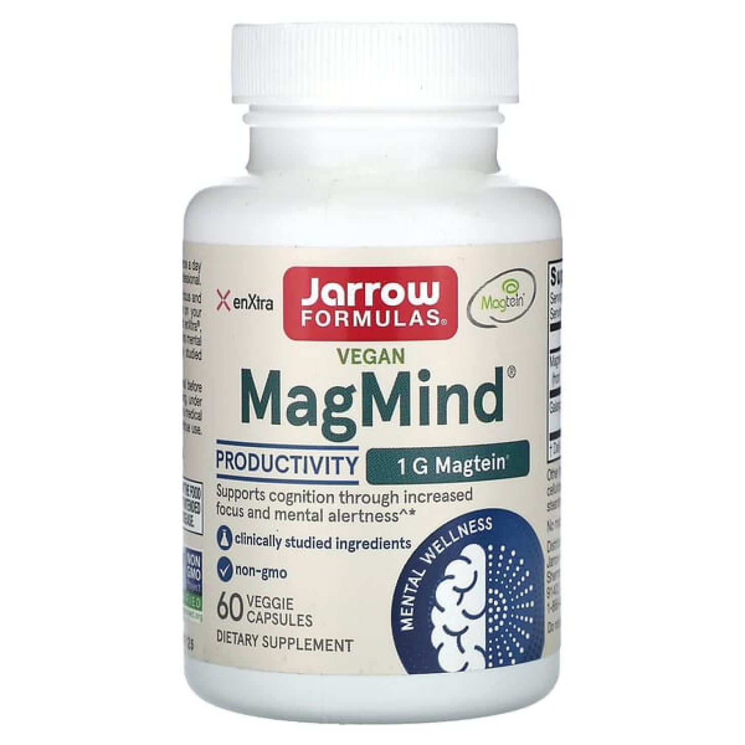 Jarrow Formulas, Vegan MagMind, для продуктивности, 60 растительных капсул